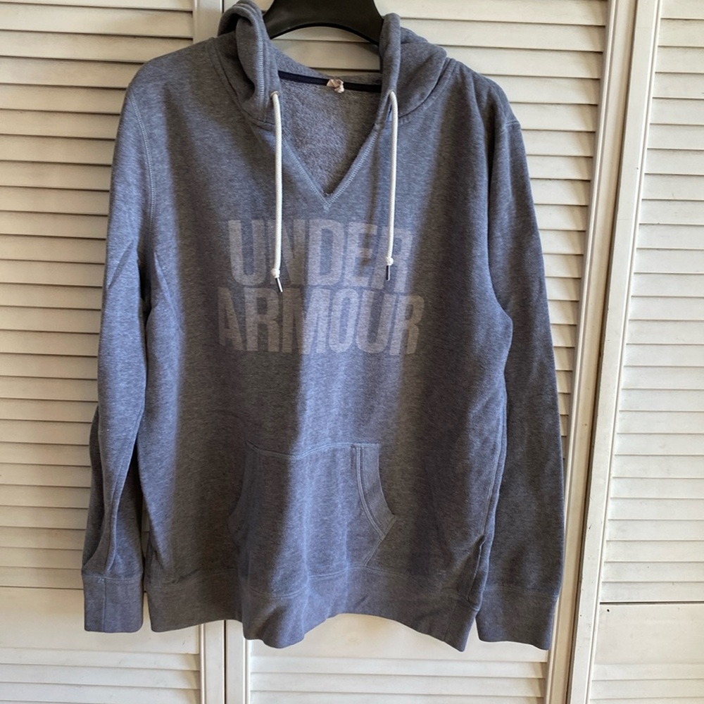 Under Armour size large gray hooded sweatshirt